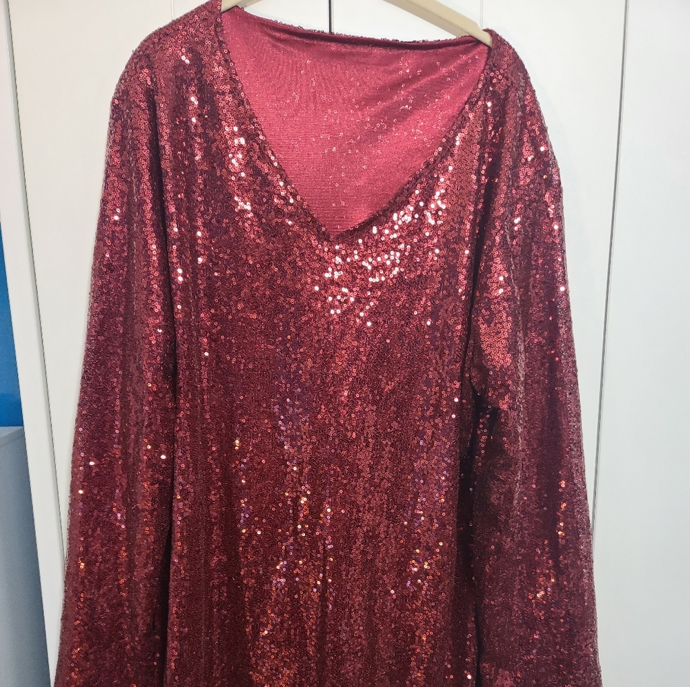 Deep red sequin dress size 4x but fits like XL